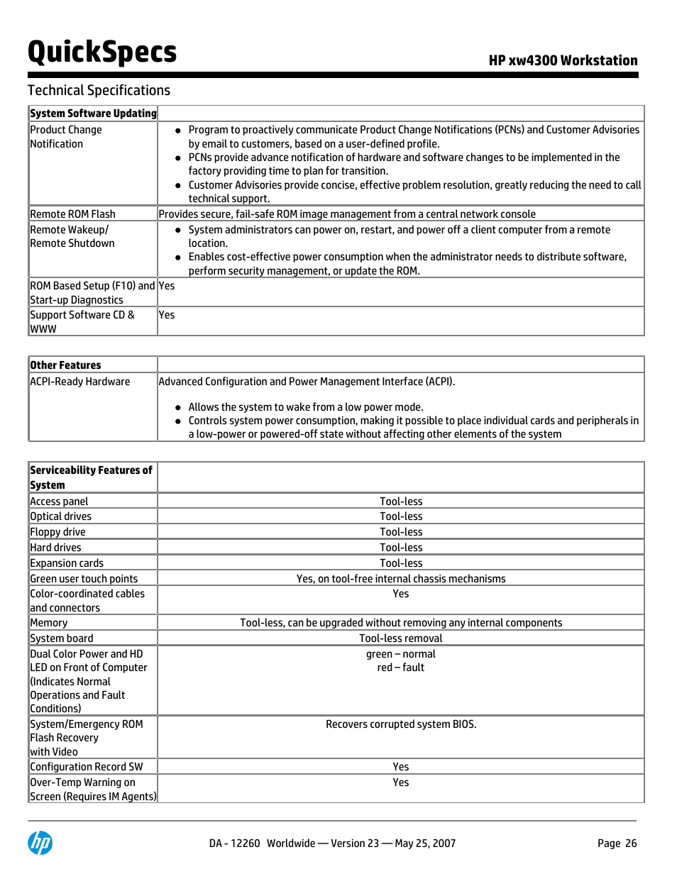 Quickspecs | HP XW4300 User Manual | Page 26 / 90