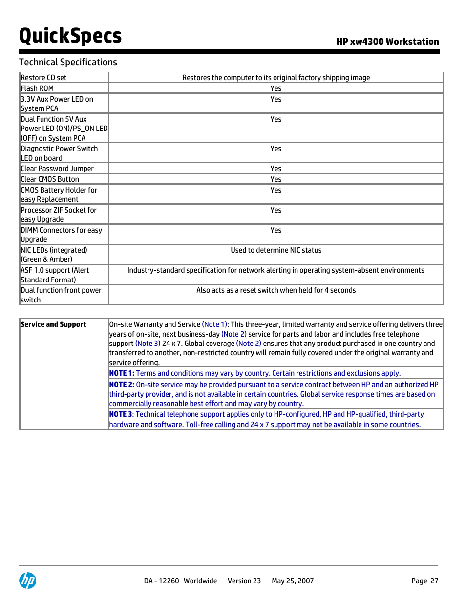 Quickspecs | HP XW4300 User Manual | Page 27 / 90