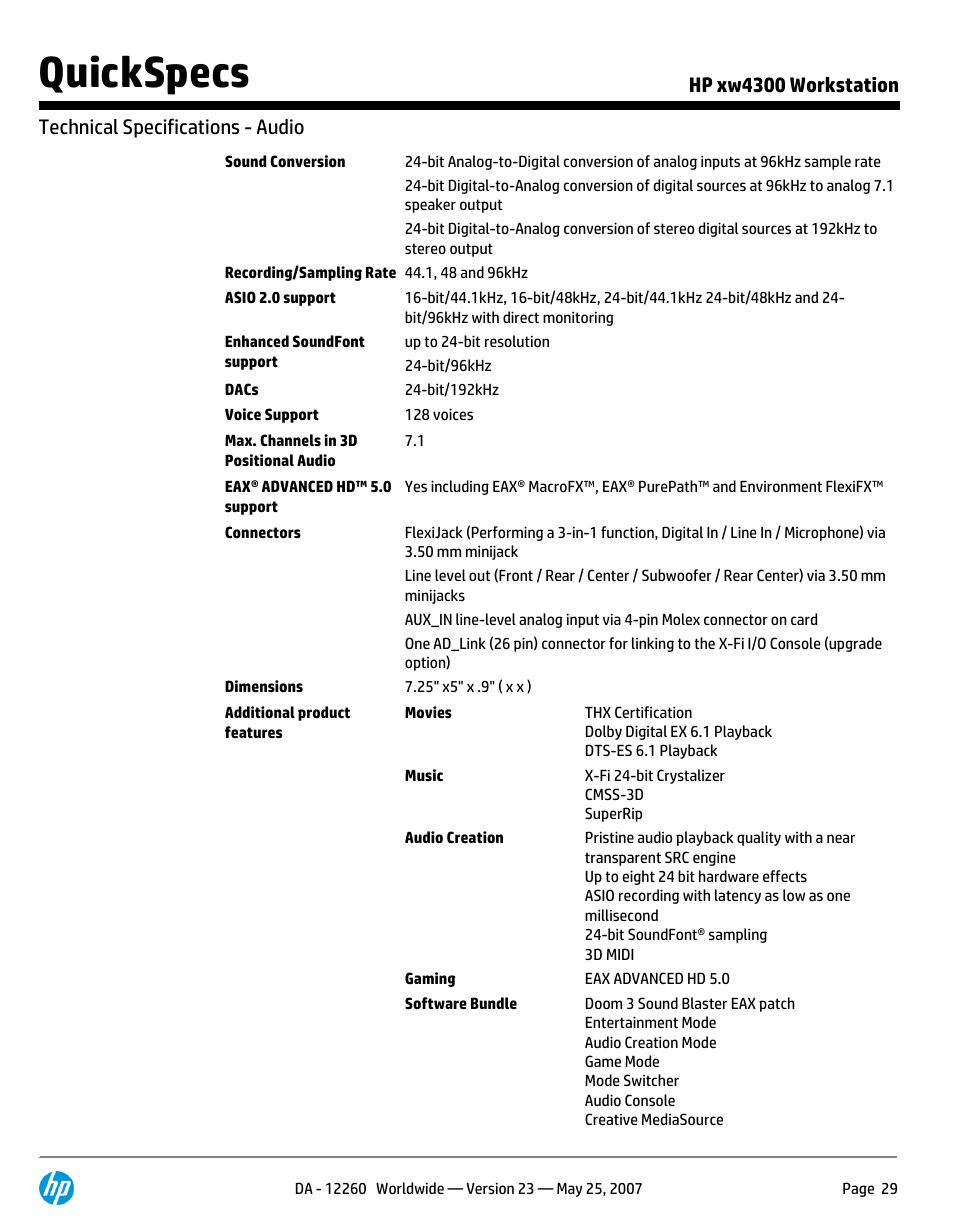 Quickspecs | HP XW4300 User Manual | Page 29 / 90