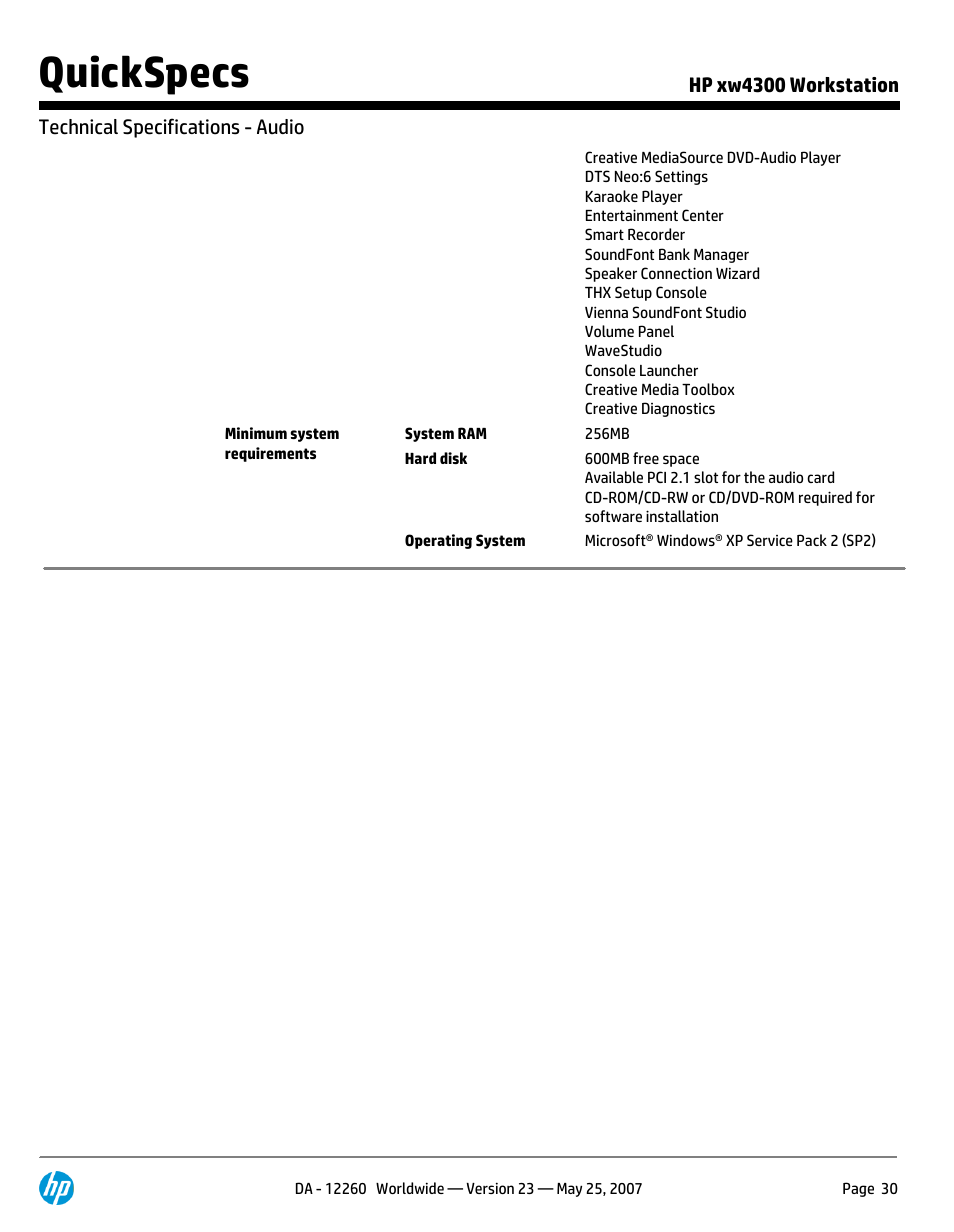 Quickspecs | HP XW4300 User Manual | Page 30 / 90
