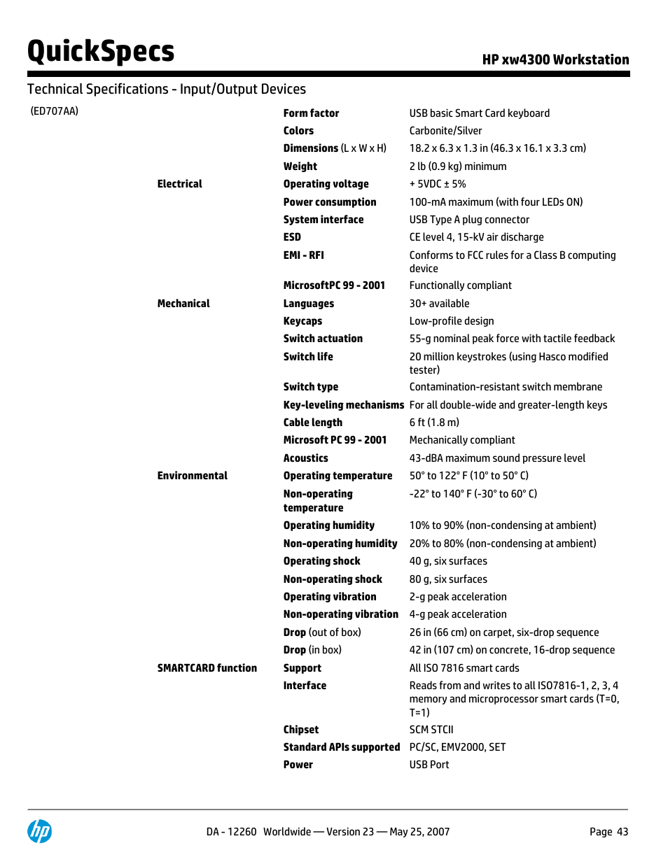 Quickspecs | HP XW4300 User Manual | Page 43 / 90