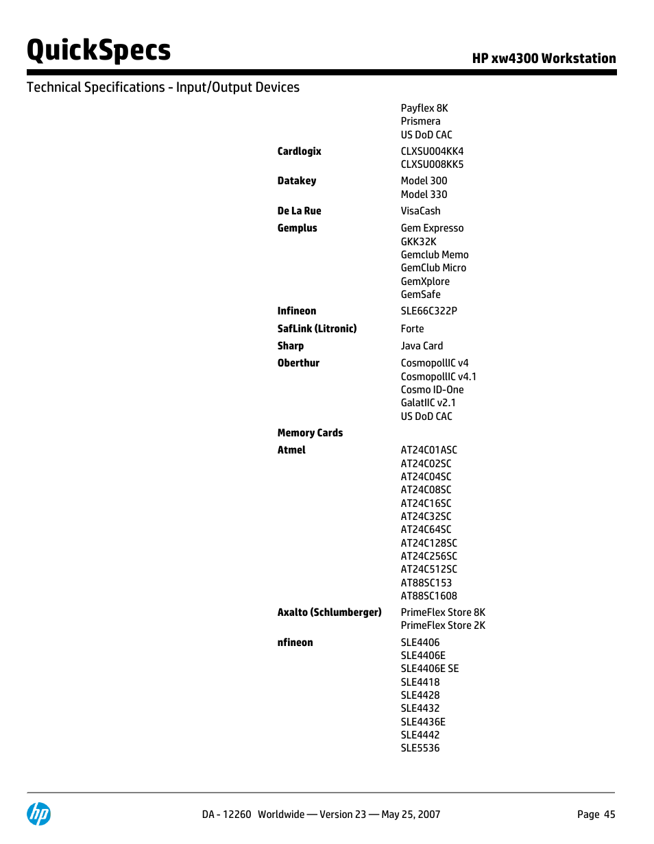 Quickspecs | HP XW4300 User Manual | Page 45 / 90