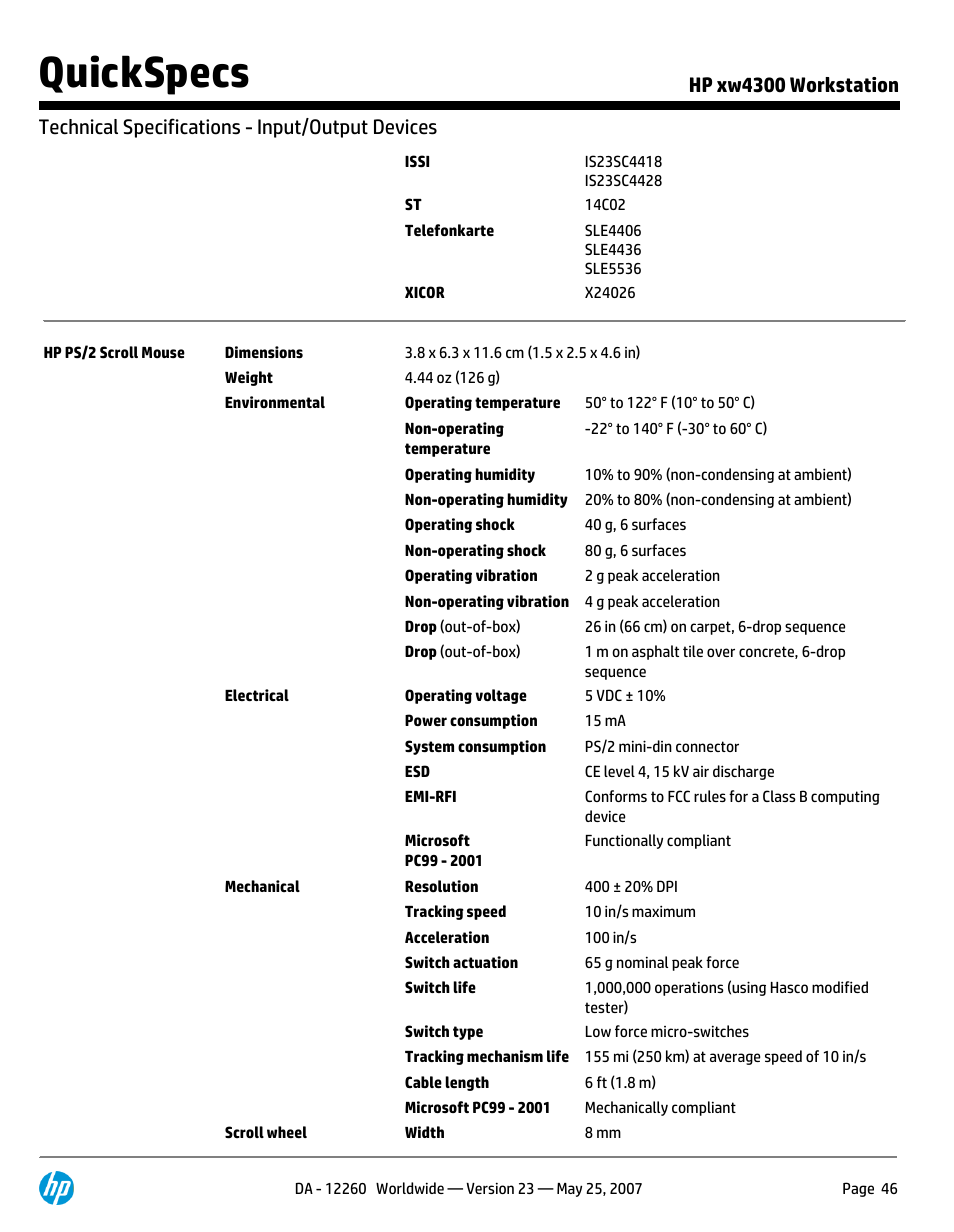 Quickspecs | HP XW4300 User Manual | Page 46 / 90