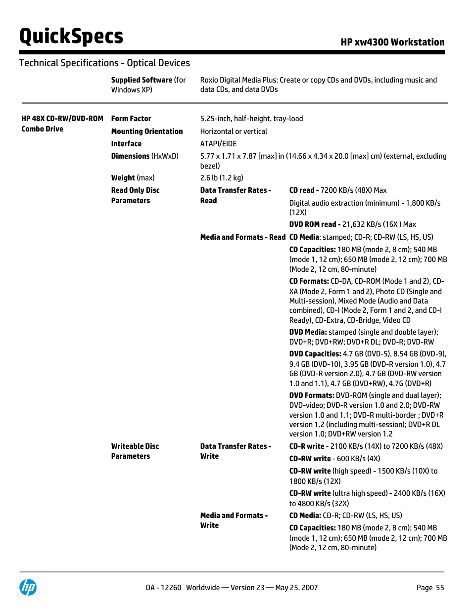 Quickspecs | HP XW4300 User Manual | Page 55 / 90