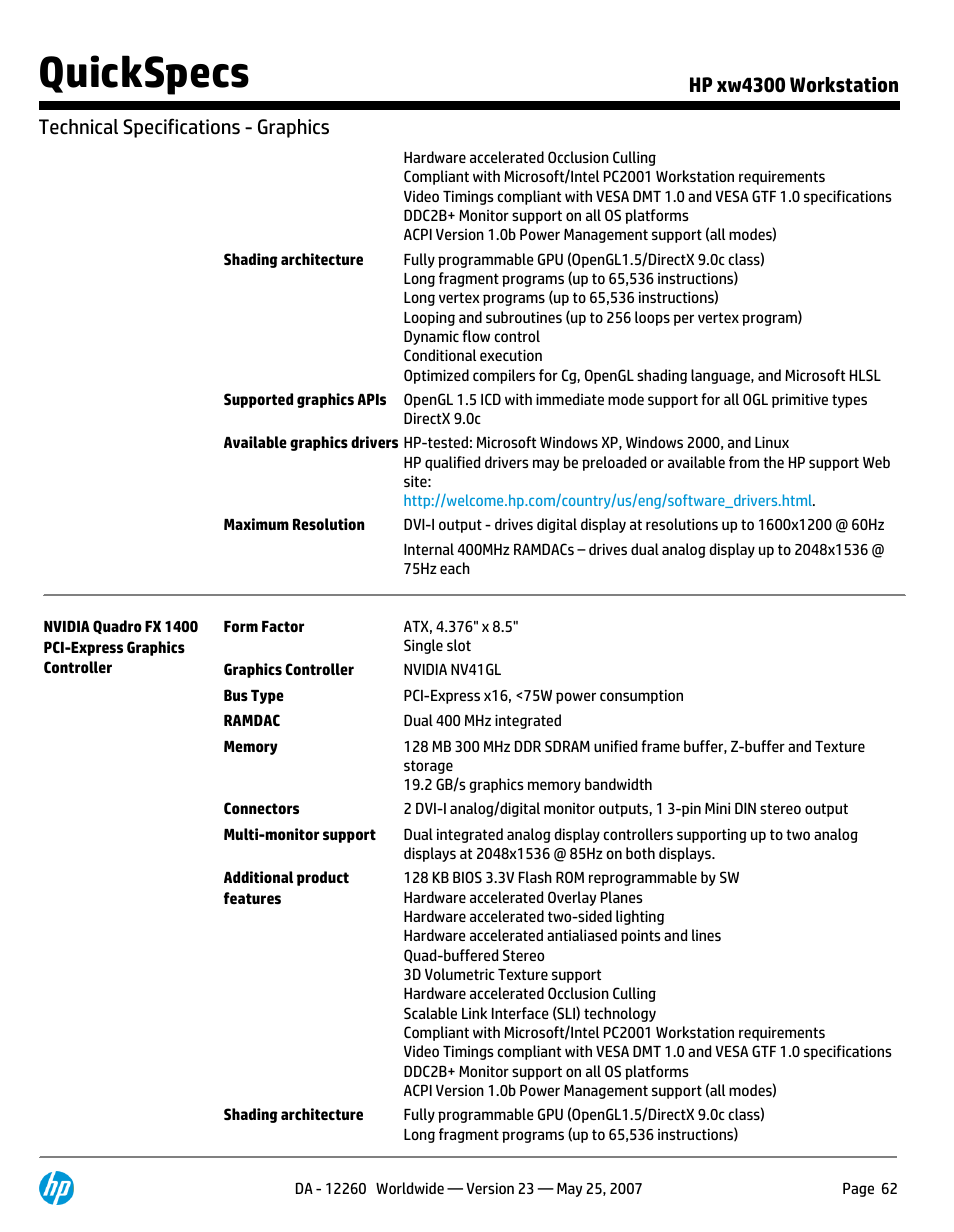 Quickspecs | HP XW4300 User Manual | Page 62 / 90