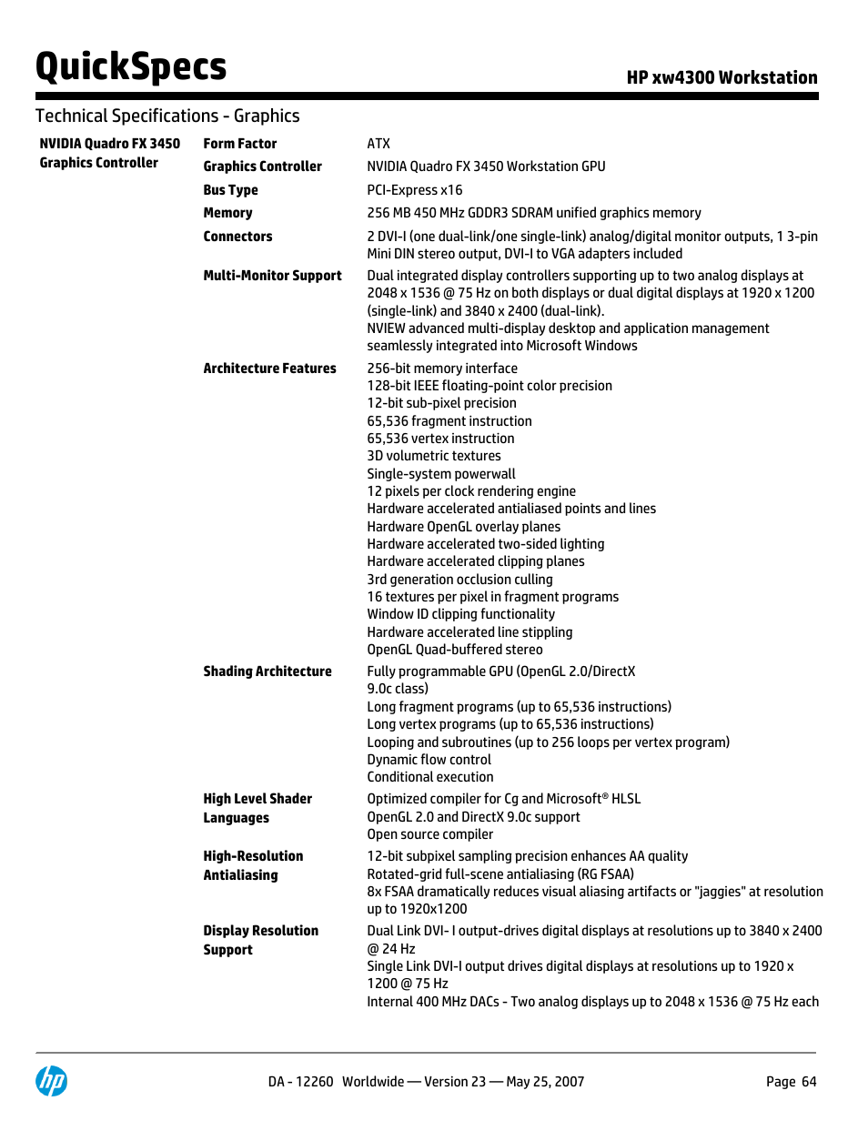 Quickspecs | HP XW4300 User Manual | Page 64 / 90