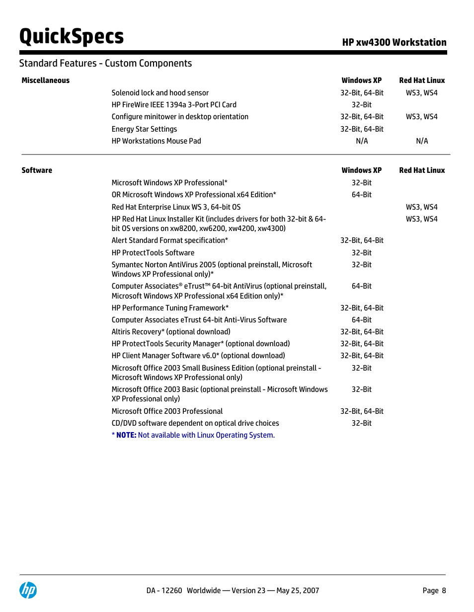 Quickspecs | HP XW4300 User Manual | Page 8 / 90