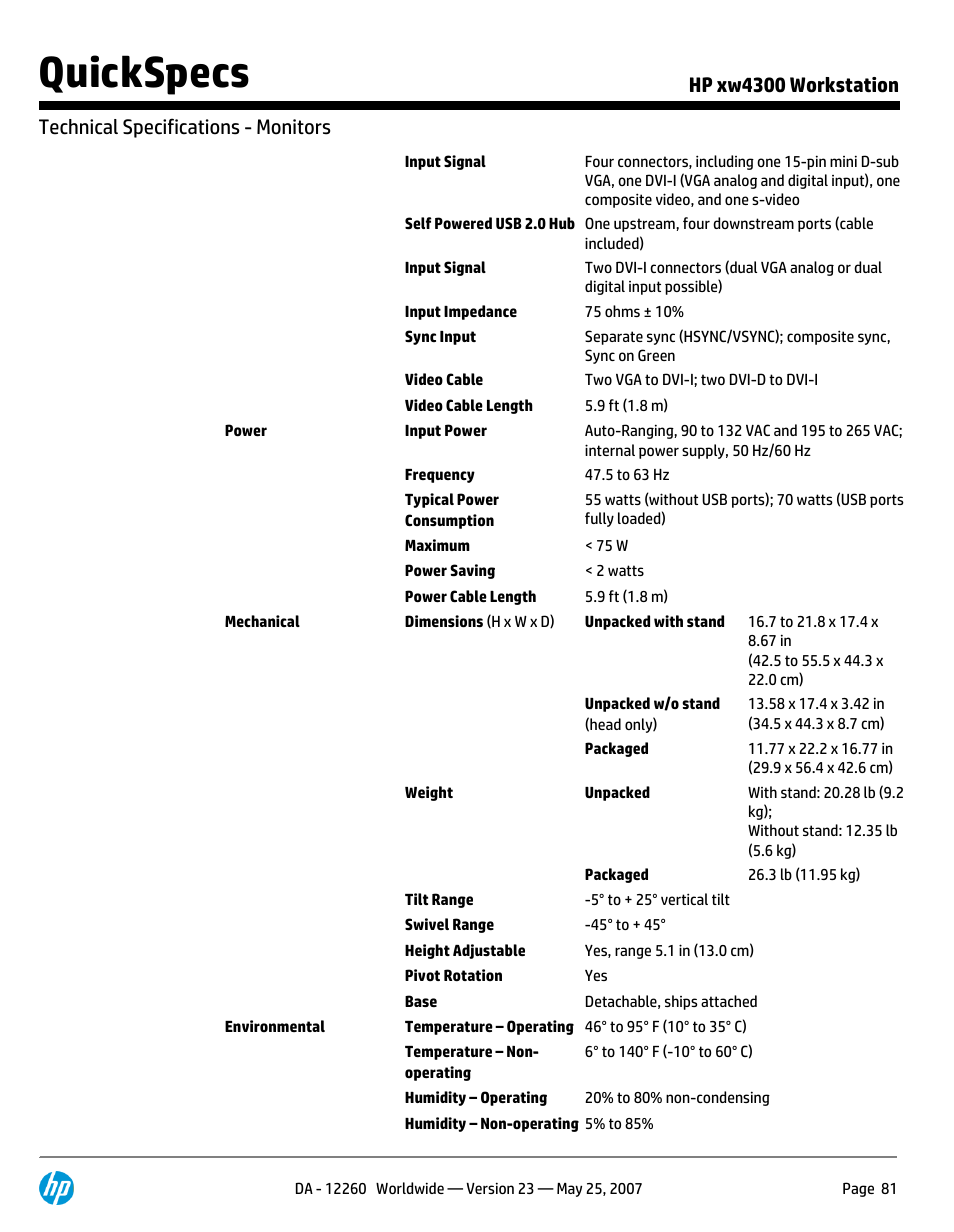 Quickspecs | HP XW4300 User Manual | Page 81 / 90