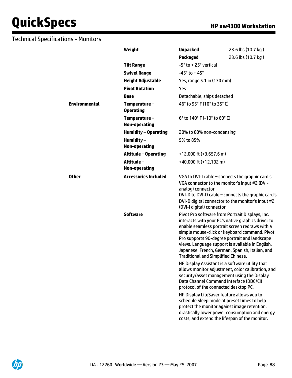 Quickspecs | HP XW4300 User Manual | Page 88 / 90