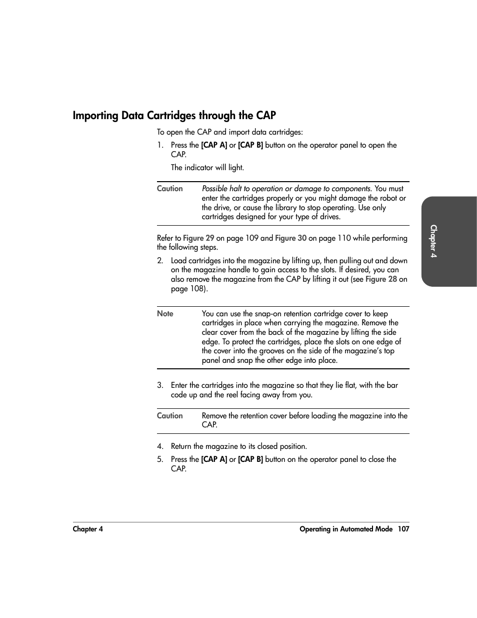 Importing data cartridges through the cap, Importing data cartridges through the cap 107 | HP 20/700 User Manual | Page 108 / 219