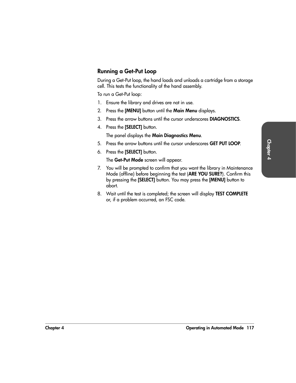 Running a get-put loop, Running a get-put loop 117 | HP 20/700 User Manual | Page 118 / 219