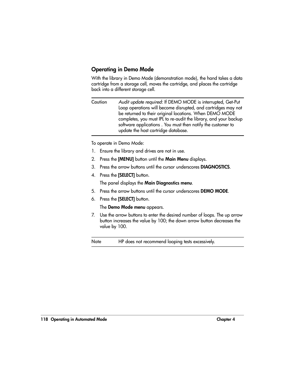 Operating in demo mode, Operating in demo mode 118 | HP 20/700 User Manual | Page 119 / 219