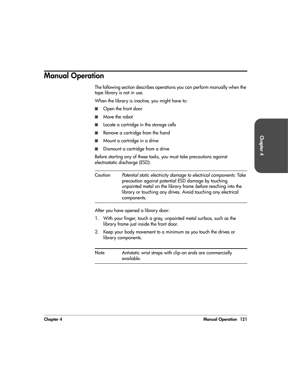 Manual operation, Manual operation 121 | HP 20/700 User Manual | Page 122 / 219