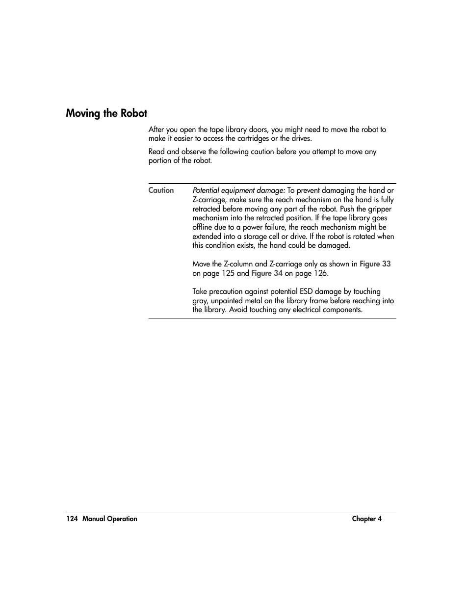 Moving the robot, Moving the robot 124 | HP 20/700 User Manual | Page 125 / 219