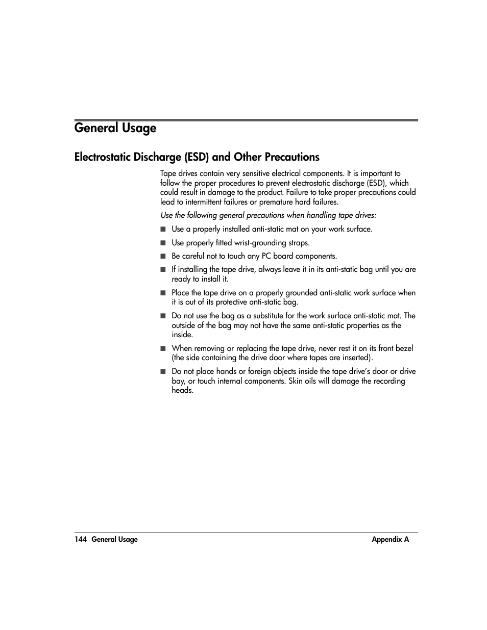 General usage, General usage 144 | HP 20/700 User Manual | Page 145 / 219
