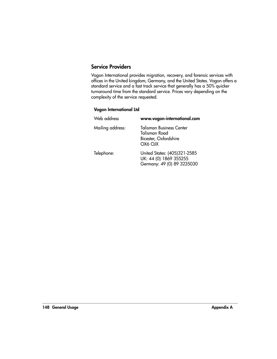 Service providers, Service providers 148 | HP 20/700 User Manual | Page 149 / 219