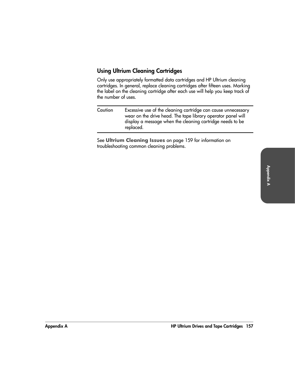 Using ultrium cleaning cartridges, Using ultrium cleaning cartridges 157 | HP 20/700 User Manual | Page 158 / 219