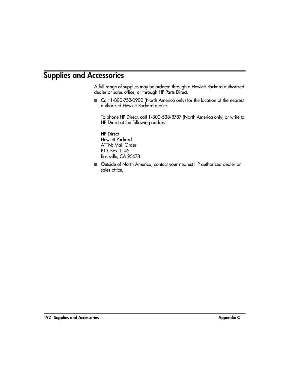 Supplies and accessories, Supplies and accessories 192 | HP 20/700 User Manual | Page 193 / 219