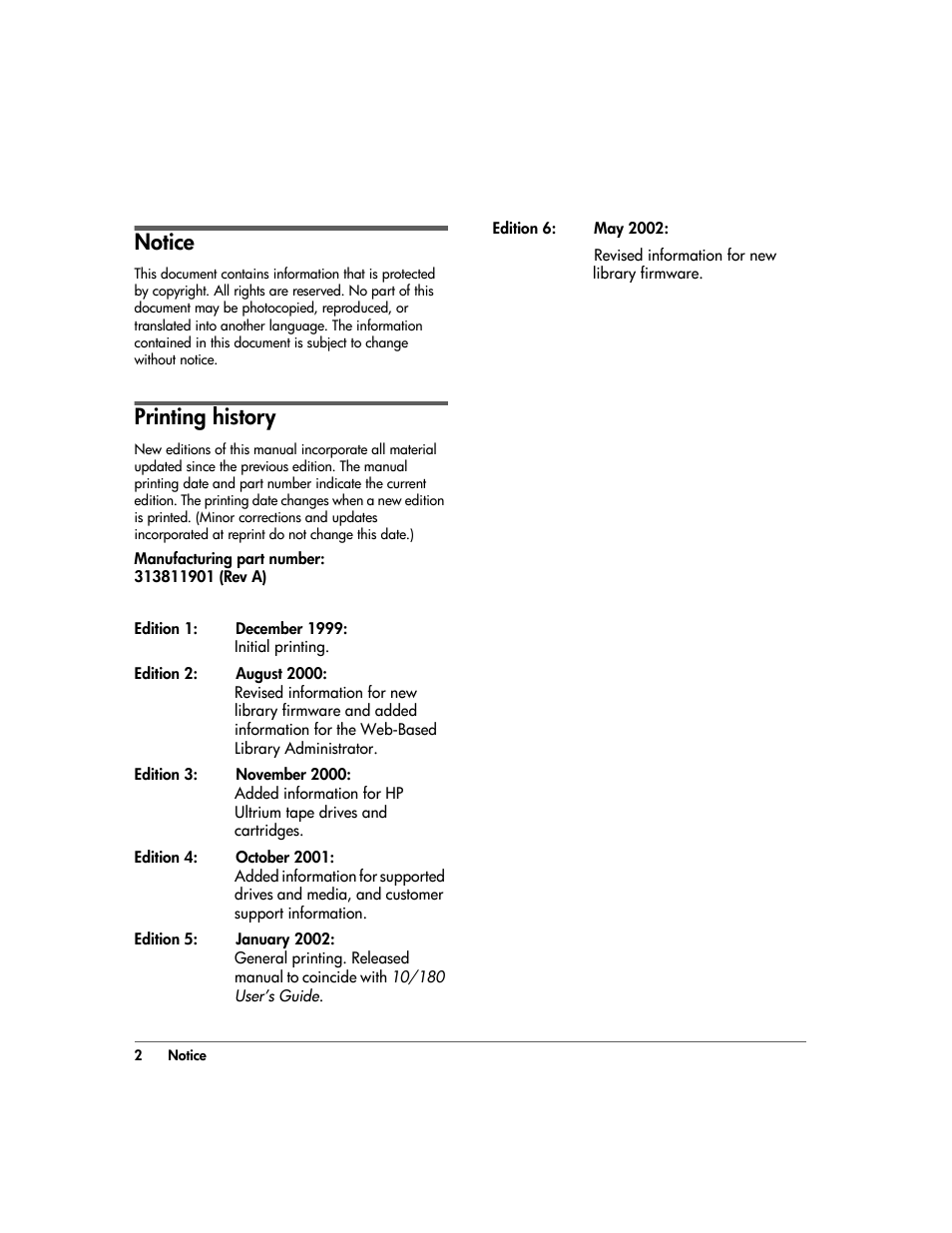 Notice, Printing history | HP 20/700 User Manual | Page 3 / 219