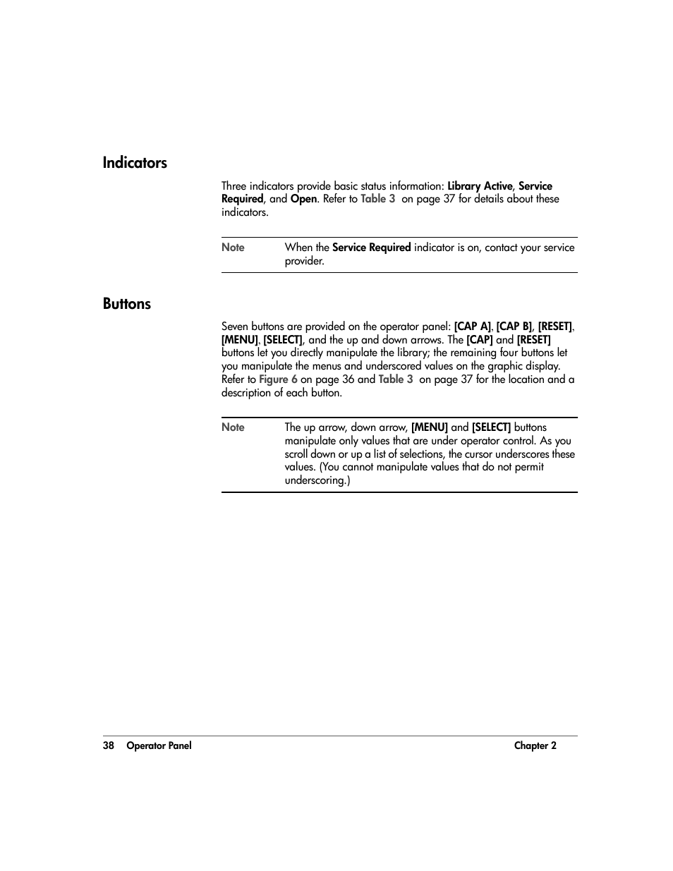 Indicators, Buttons, Indicators 38 | Buttons 38 | HP 20/700 User Manual | Page 39 / 219