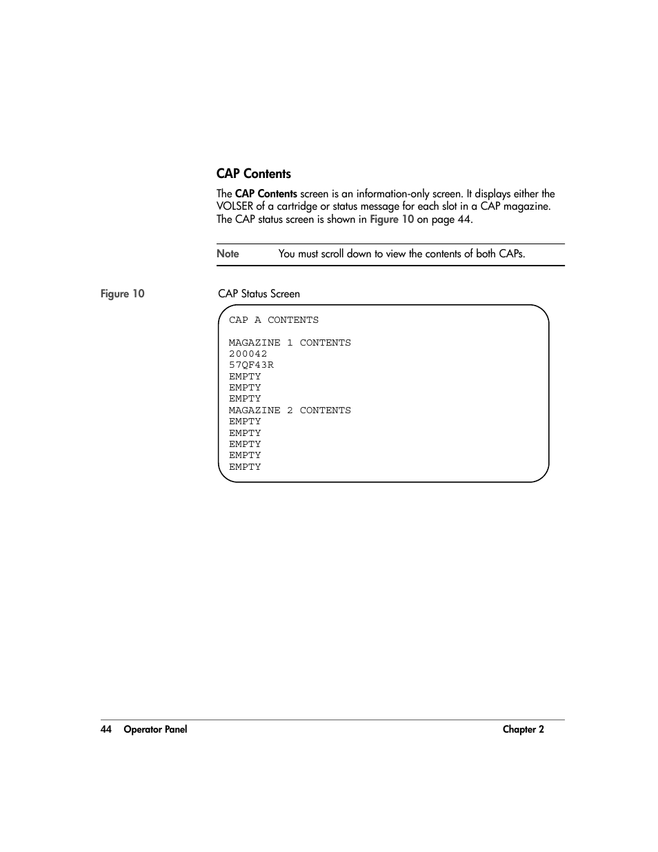 Cap contents, Cap contents 44 | HP 20/700 User Manual | Page 45 / 219