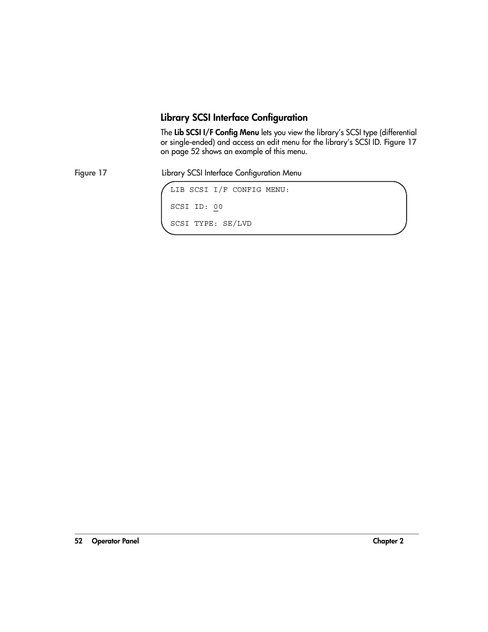 Library scsi interface configuration, Library scsi interface configuration 52 | HP 20/700 User Manual | Page 53 / 219