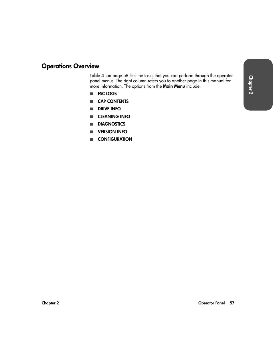 Operations overview, Operations overview 57 | HP 20/700 User Manual | Page 58 / 219