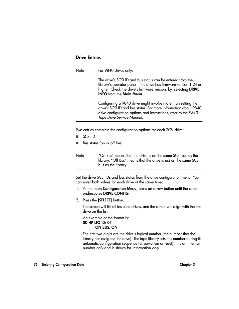 Drive entries, Drive entries 76 | HP 20/700 User Manual | Page 77 / 219