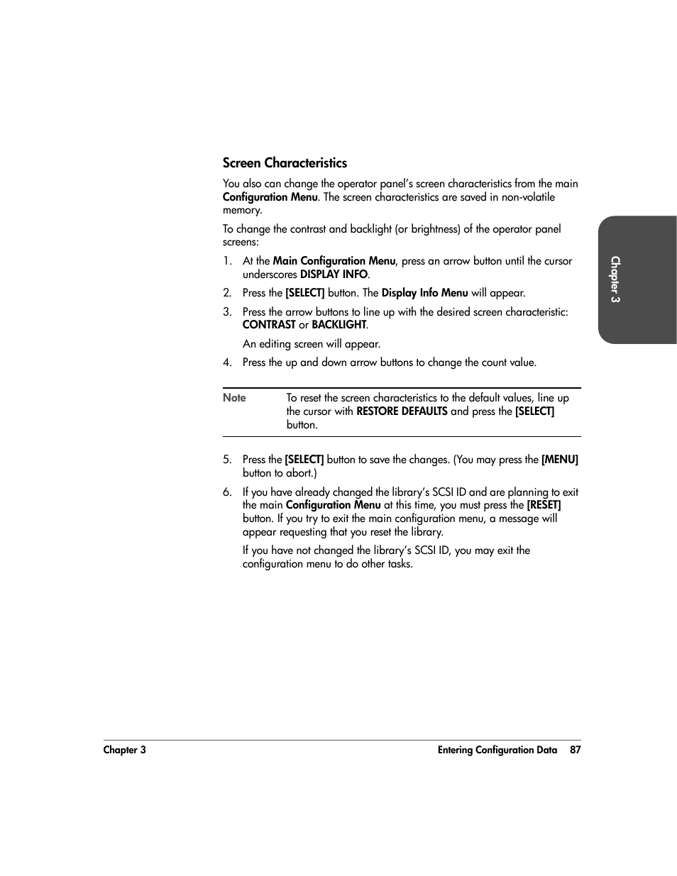 Screen characteristics, Screen characteristics 87 | HP 20/700 User Manual | Page 88 / 219