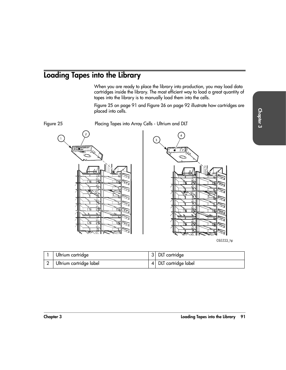 Loading tapes into the library, Loading tapes into the library 91 | HP 20/700 User Manual | Page 92 / 219