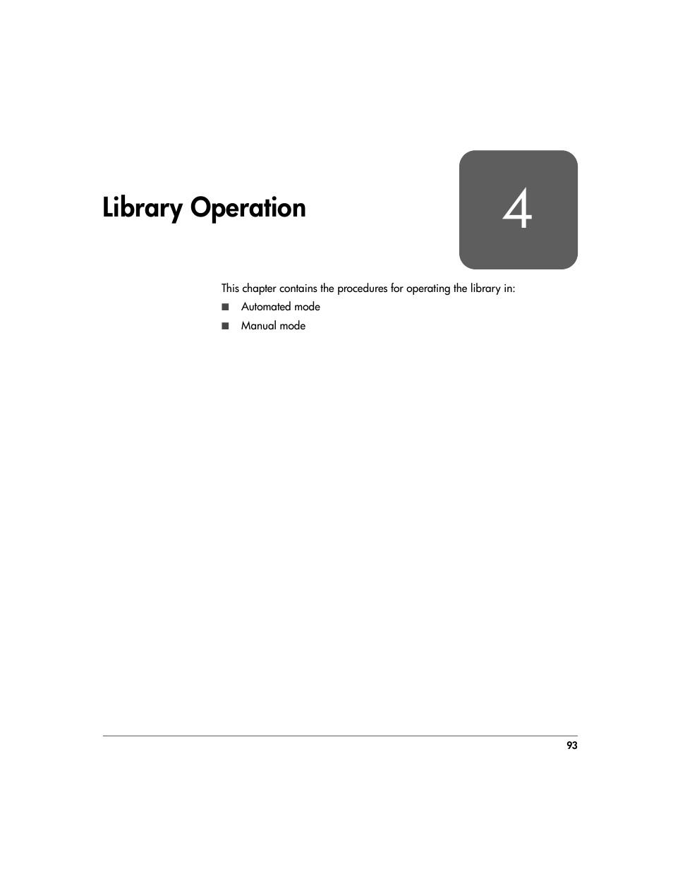 Library operation, Library operation 93, Library | Operation | HP 20/700 User Manual | Page 94 / 219