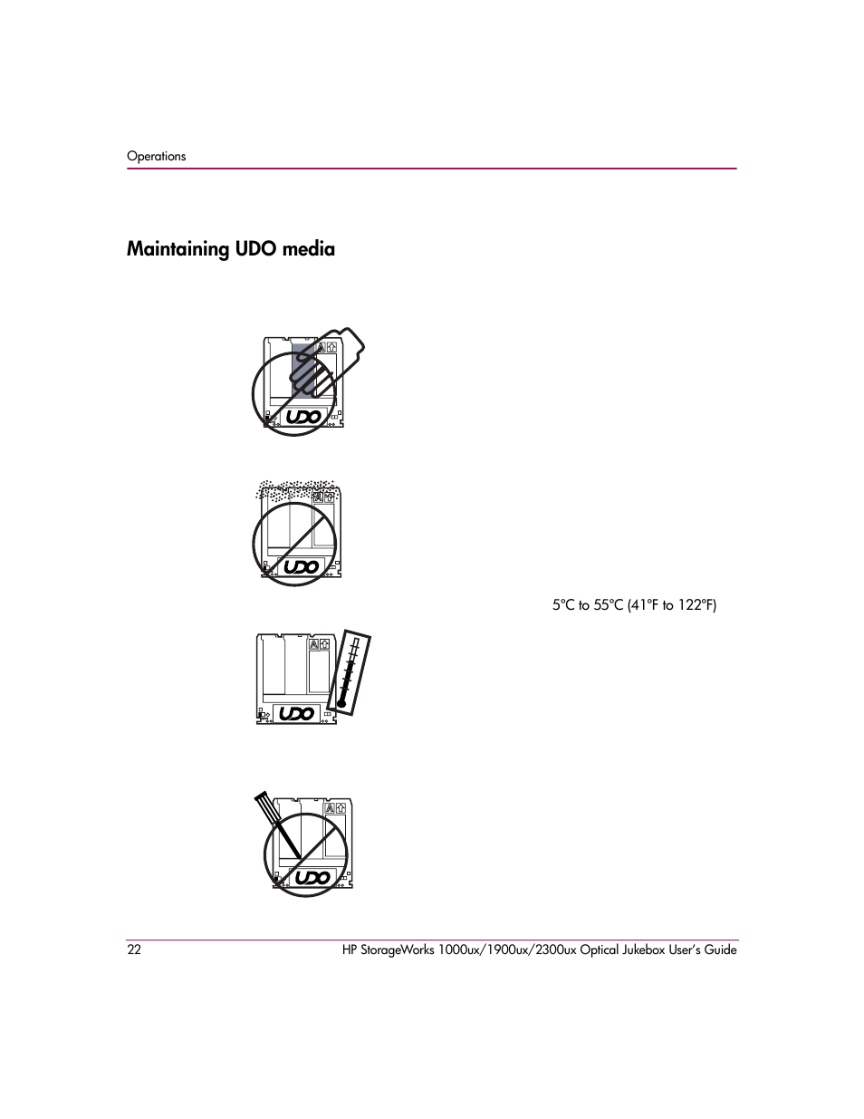 Maintaining udo media | HP 1900ux User Manual | Page 22 / 80