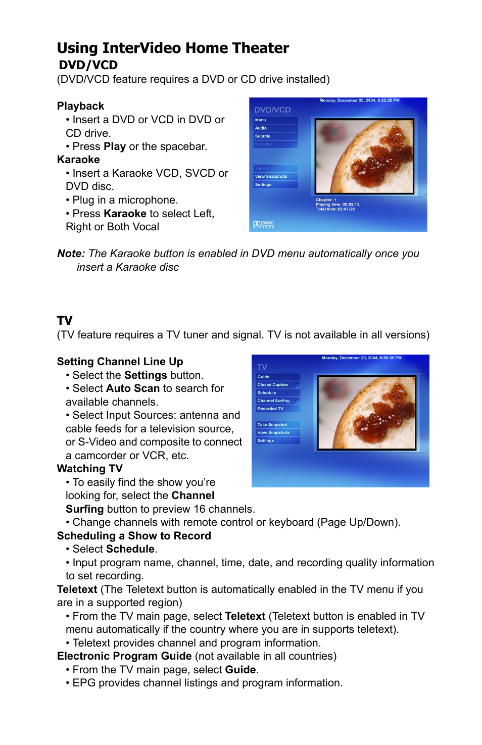 Using intervideo home theater | HP SR1609UK User Manual | Page 5 / 9