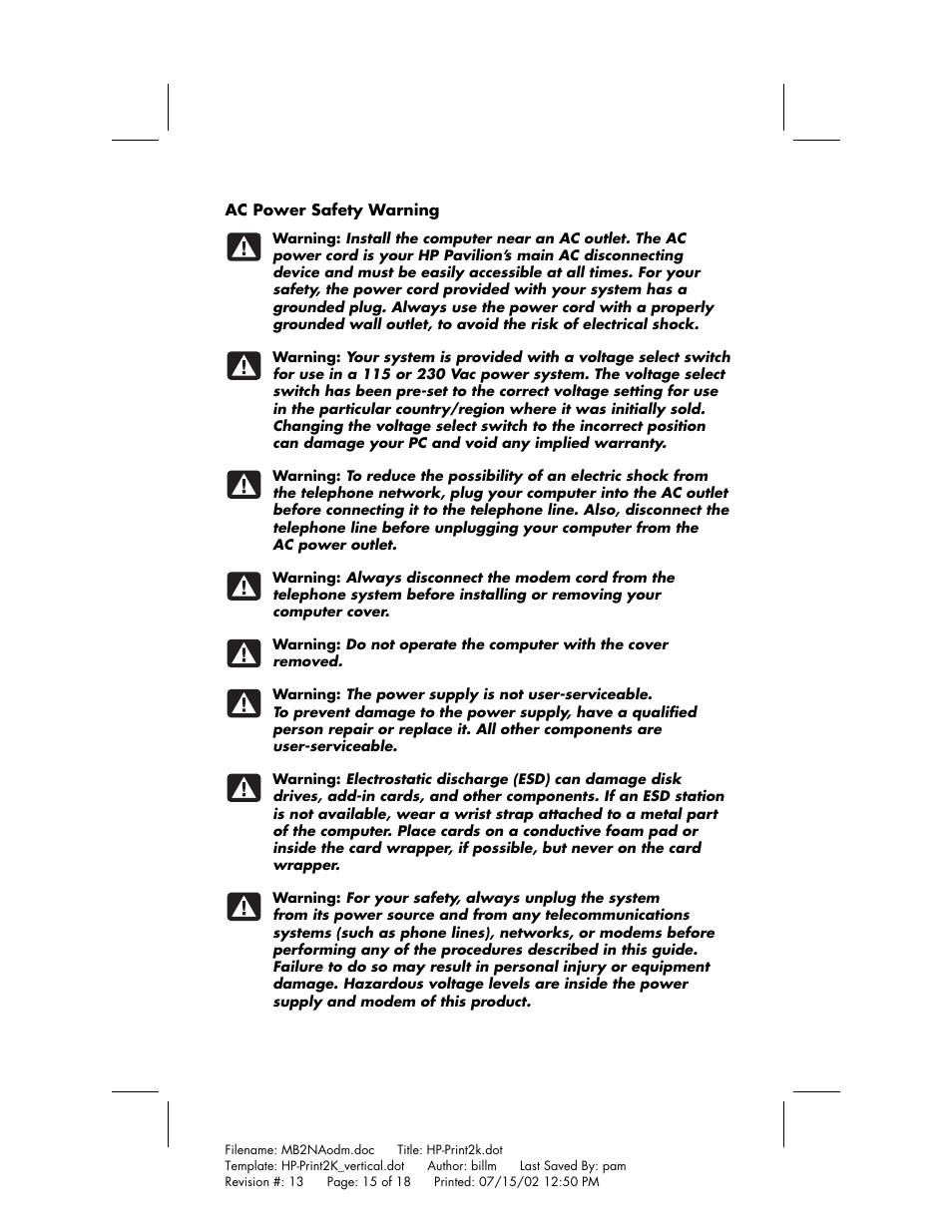 HP Home PC User Manual | Page 15 / 18