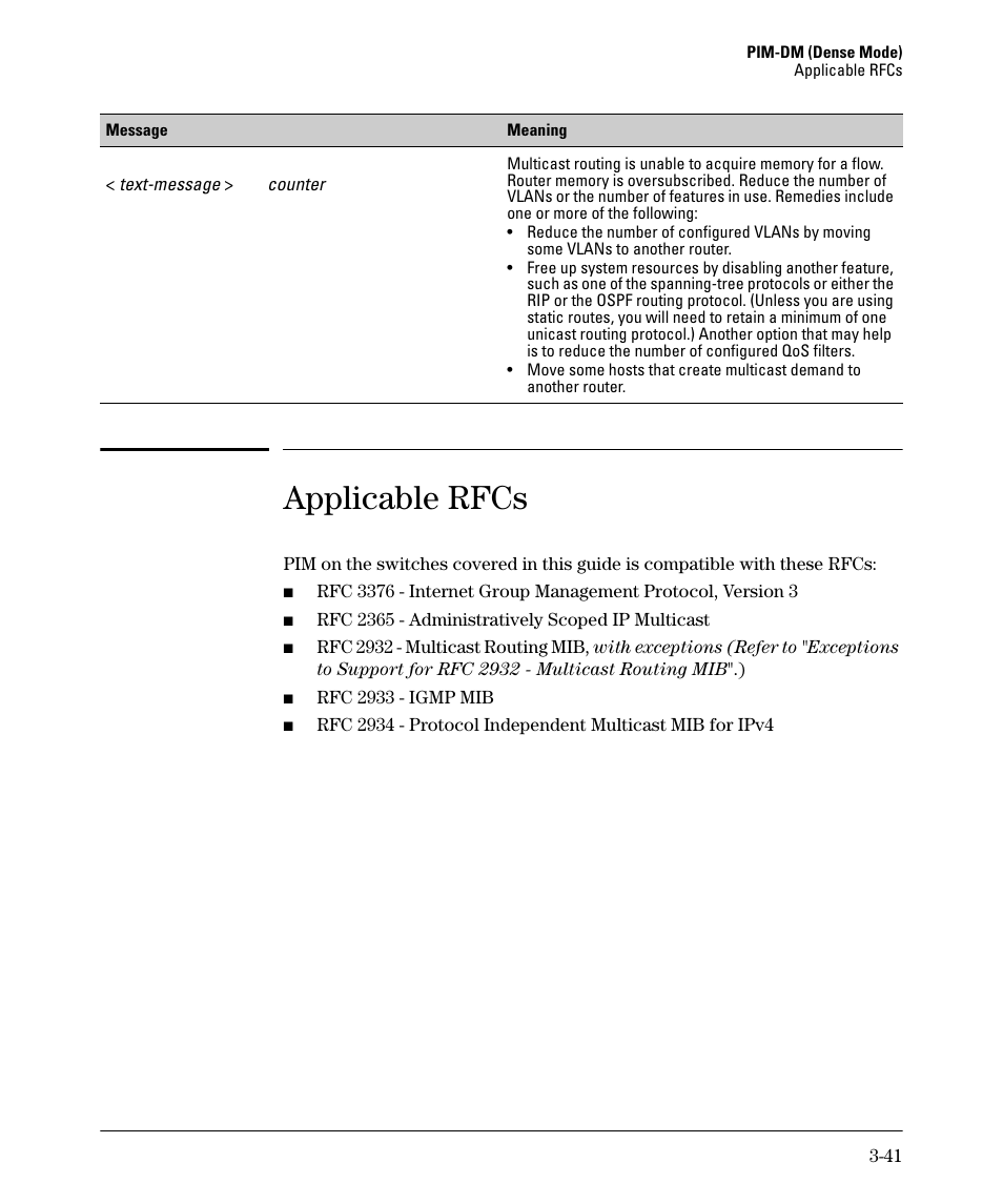 Applicable rfcs | HP 3500YL User Manual | Page 103 / 394