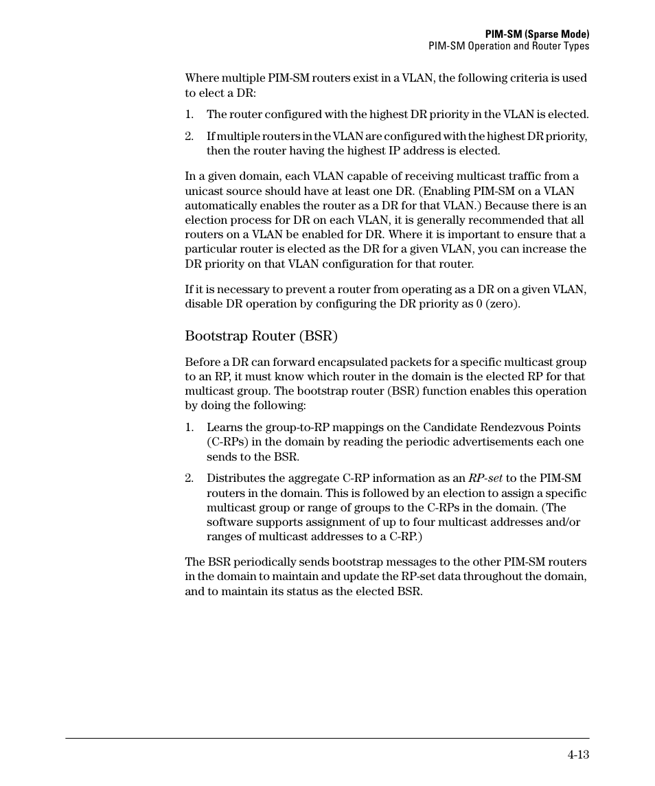 Bootstrap router (bsr) -13, Bootstrap router (bsr) | HP 3500YL User Manual | Page 117 / 394