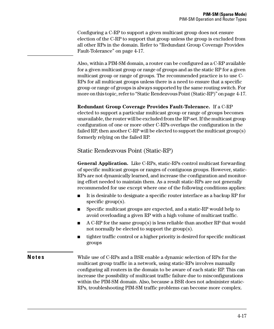 Static rendezvous point (static-rp) -17, Static rendezvous point (static-rp) | HP 3500YL User Manual | Page 121 / 394