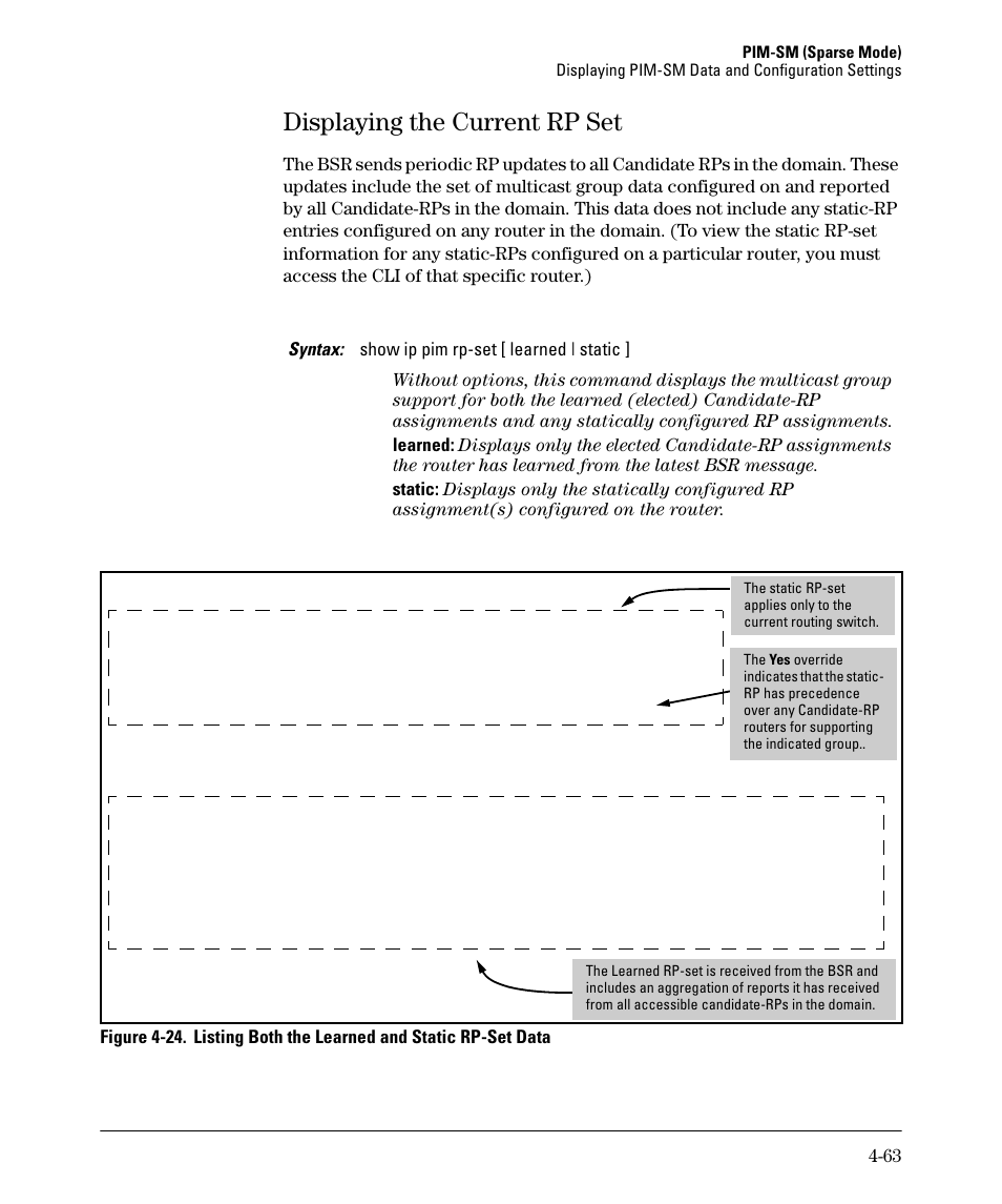 Displaying the current rp set, Displaying the current rp set -63 | HP 3500YL User Manual | Page 167 / 394