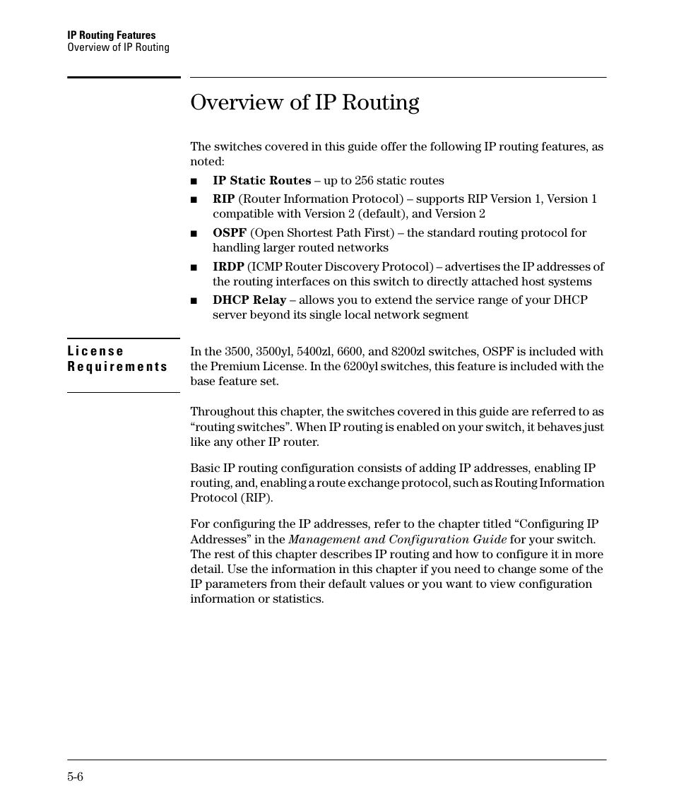 Overview of ip routing | HP 3500YL User Manual | Page 180 / 394