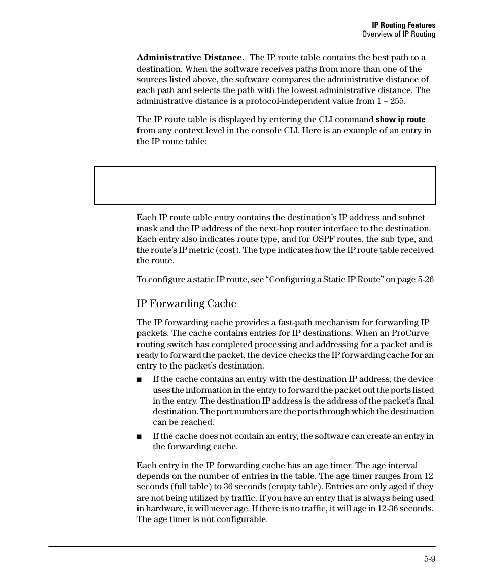 Ip forwarding cache -9, Ip forwarding cache -10, Ip forwarding cache | HP 3500YL User Manual | Page 183 / 394