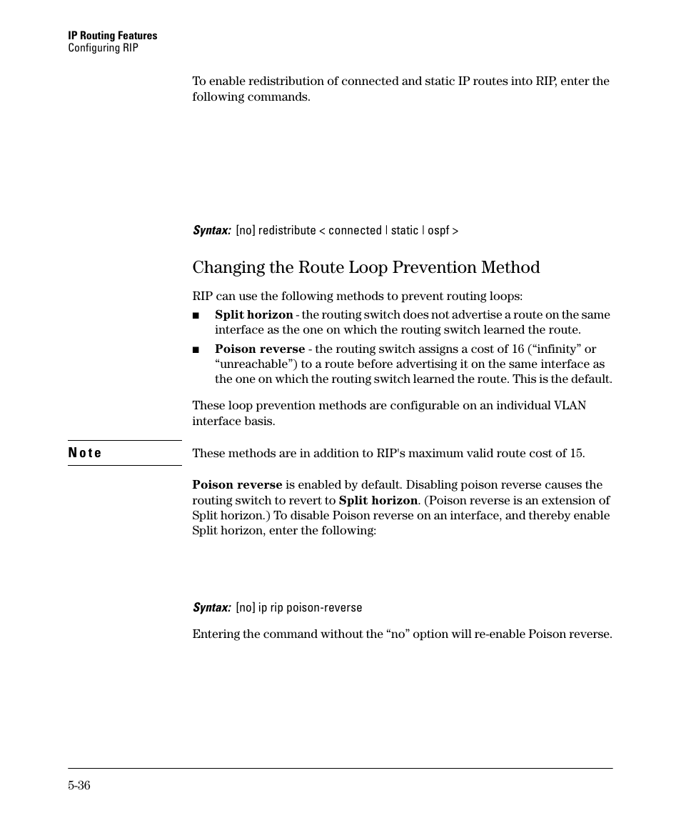 Changing the route loop prevention method, Changing the route loop prevention method -36, Changing the route loop prevention method -37 | HP 3500YL User Manual | Page 210 / 394