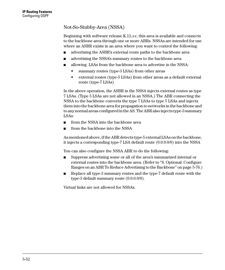 Not-so-stubby-area (nssa) -52, Not-so-stubby-area (nssa) -53, Not-so-stubby-area (nssa) | HP 3500YL User Manual | Page 226 / 394