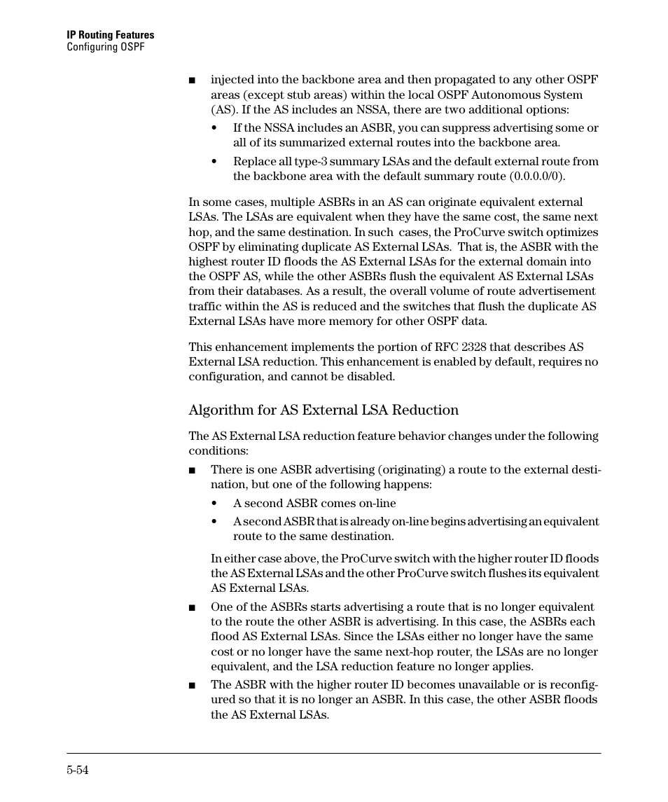 Algorithm for as external lsa reduction -54, Algorithm for as external lsa reduction -55, Algorithm for as external lsa reduction | HP 3500YL User Manual | Page 228 / 394