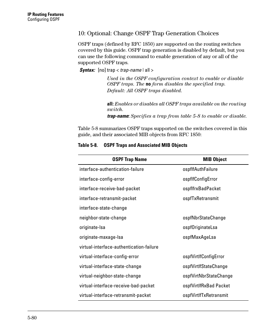 Optional: change ospf trap generation choices -80, Optional: change ospf trap generation choices -81, Optional: change ospf trap generation choices | HP 3500YL User Manual | Page 254 / 394