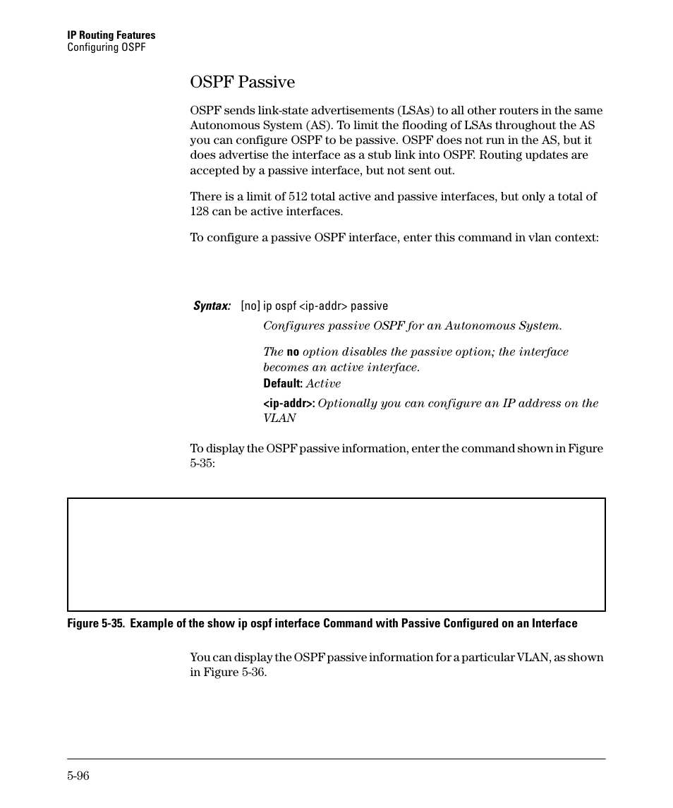 Ospf passive, Ospf passive -96, Ospf passive -97 | HP 3500YL User Manual | Page 270 / 394