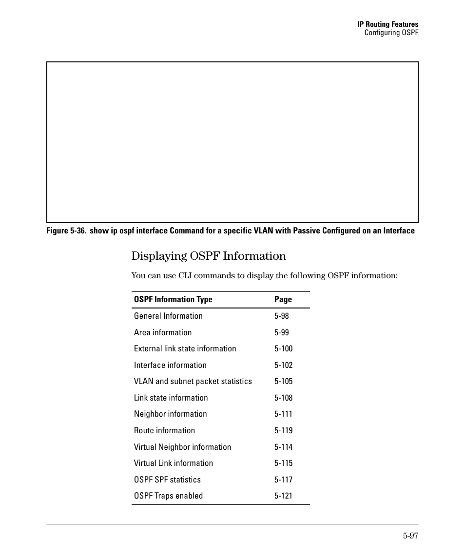 Displaying ospf information, Displaying ospf information -97, Displaying ospf information -98 | HP 3500YL User Manual | Page 271 / 394