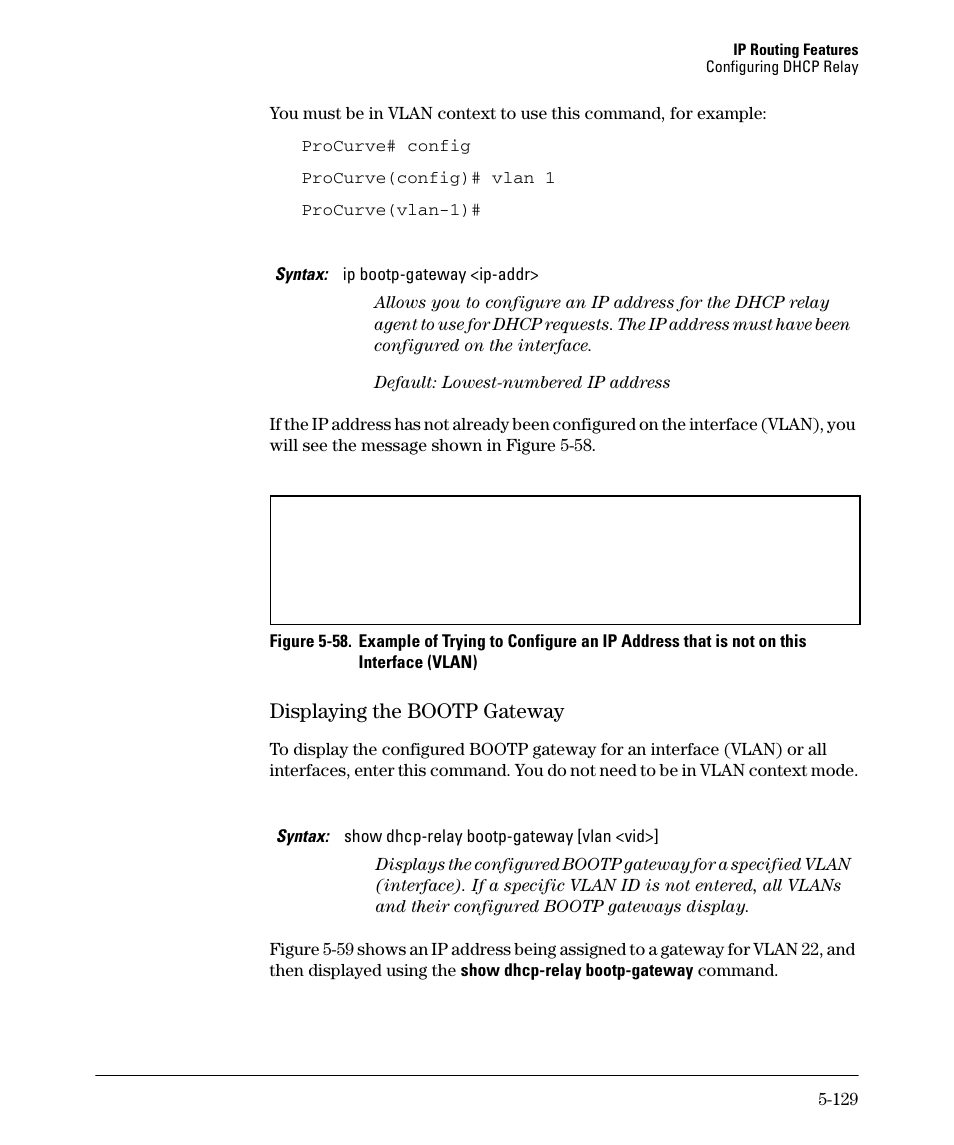 Displaying the bootp gateway -129, Displaying the bootp gateway -130, Displaying the bootp gateway | HP 3500YL User Manual | Page 303 / 394