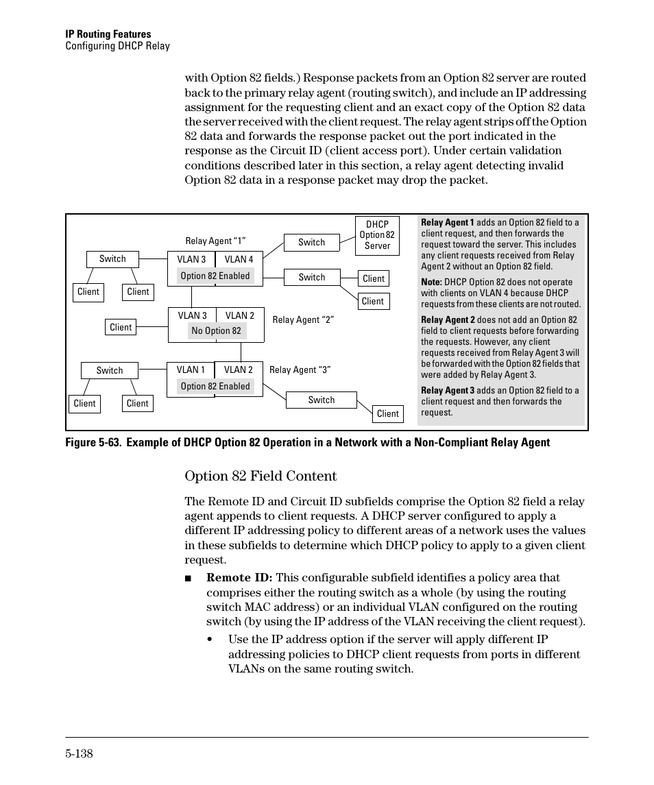 Option 82 field content -138, Option 82 field content -139, Option 82 field content | HP 3500YL User Manual | Page 312 / 394