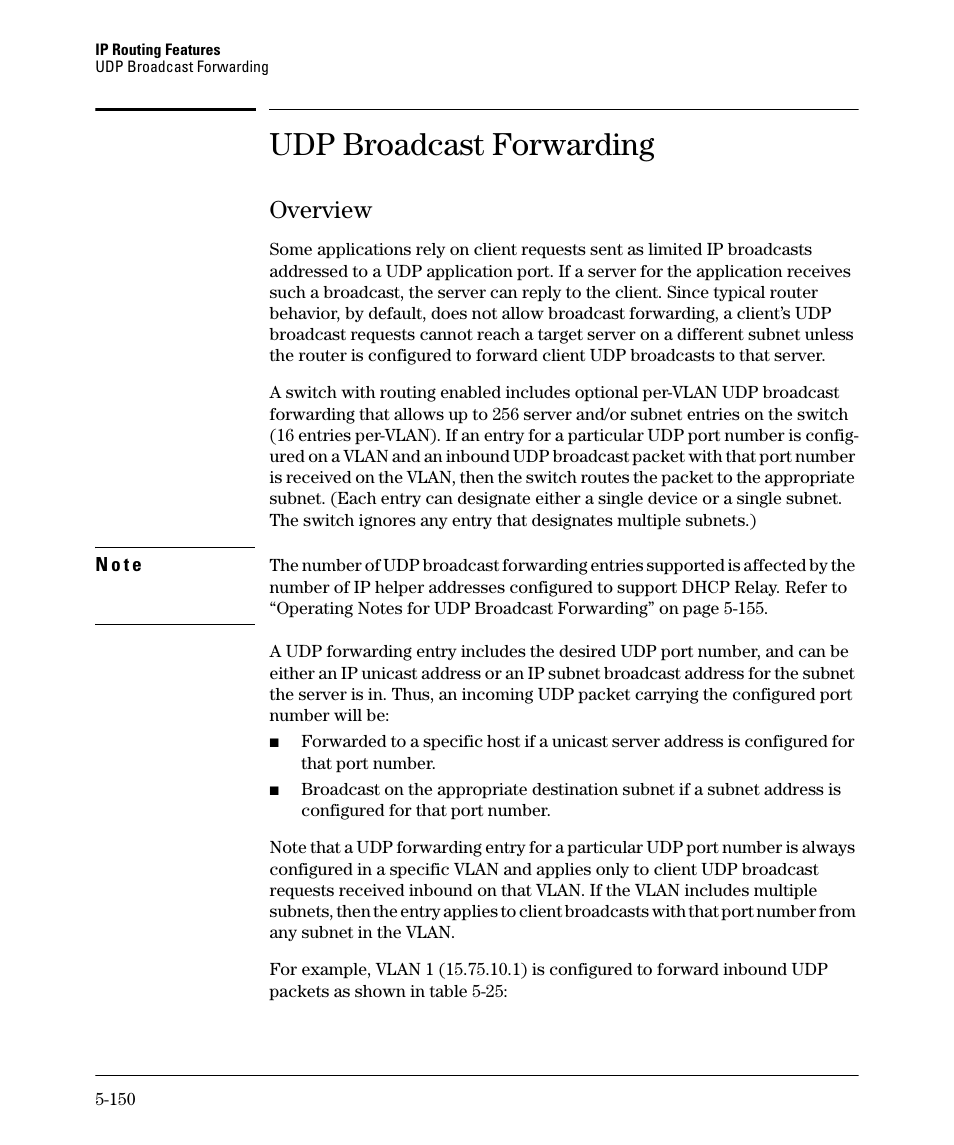 Udp broadcast forwarding, Overview, Overview -150 | Overview -151 | HP 3500YL User Manual | Page 324 / 394