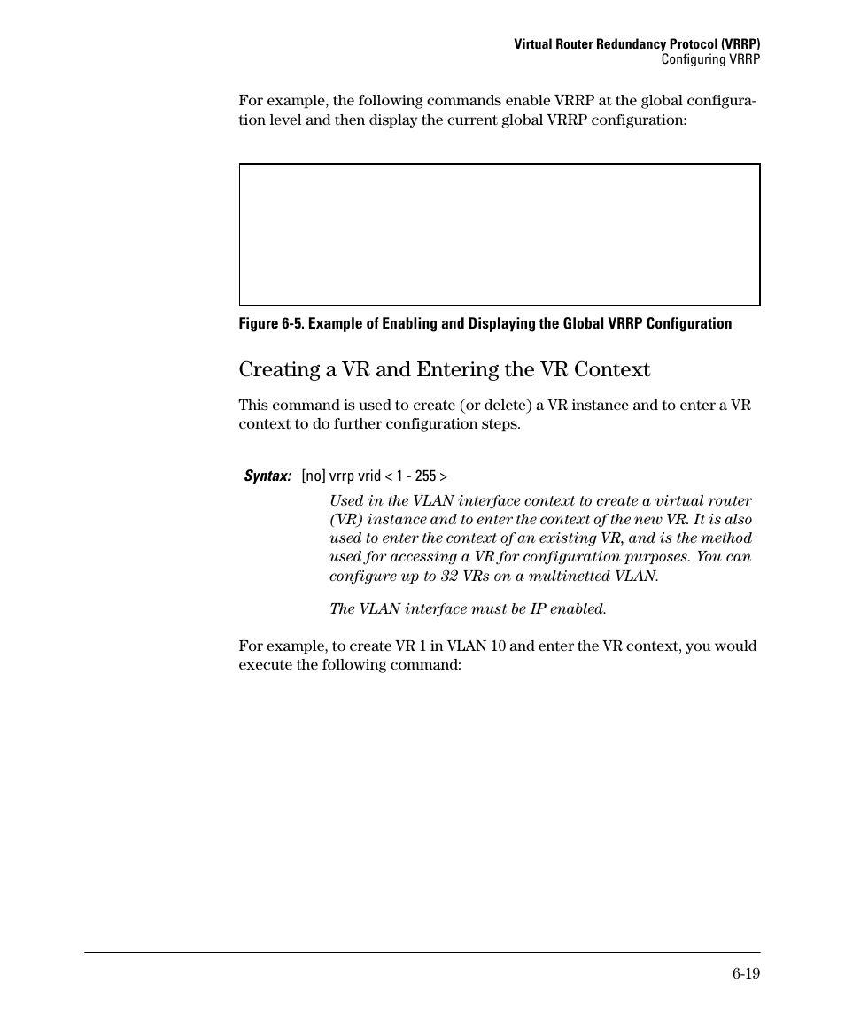 Creating a vr and entering the vr context, Creating a vr and entering the vr context -19 | HP 3500YL User Manual | Page 349 / 394